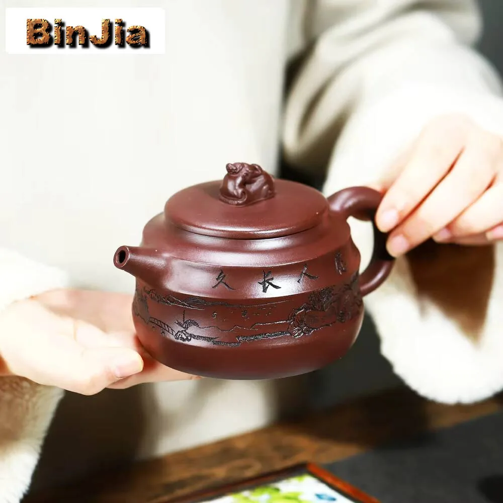 

320 мл сырая руда фиолетовый глиняный фильтр чайник китайский Исин подлинный чайный посуда Zisha аксессуары домашний чайник красота чайный сервиз коллекция