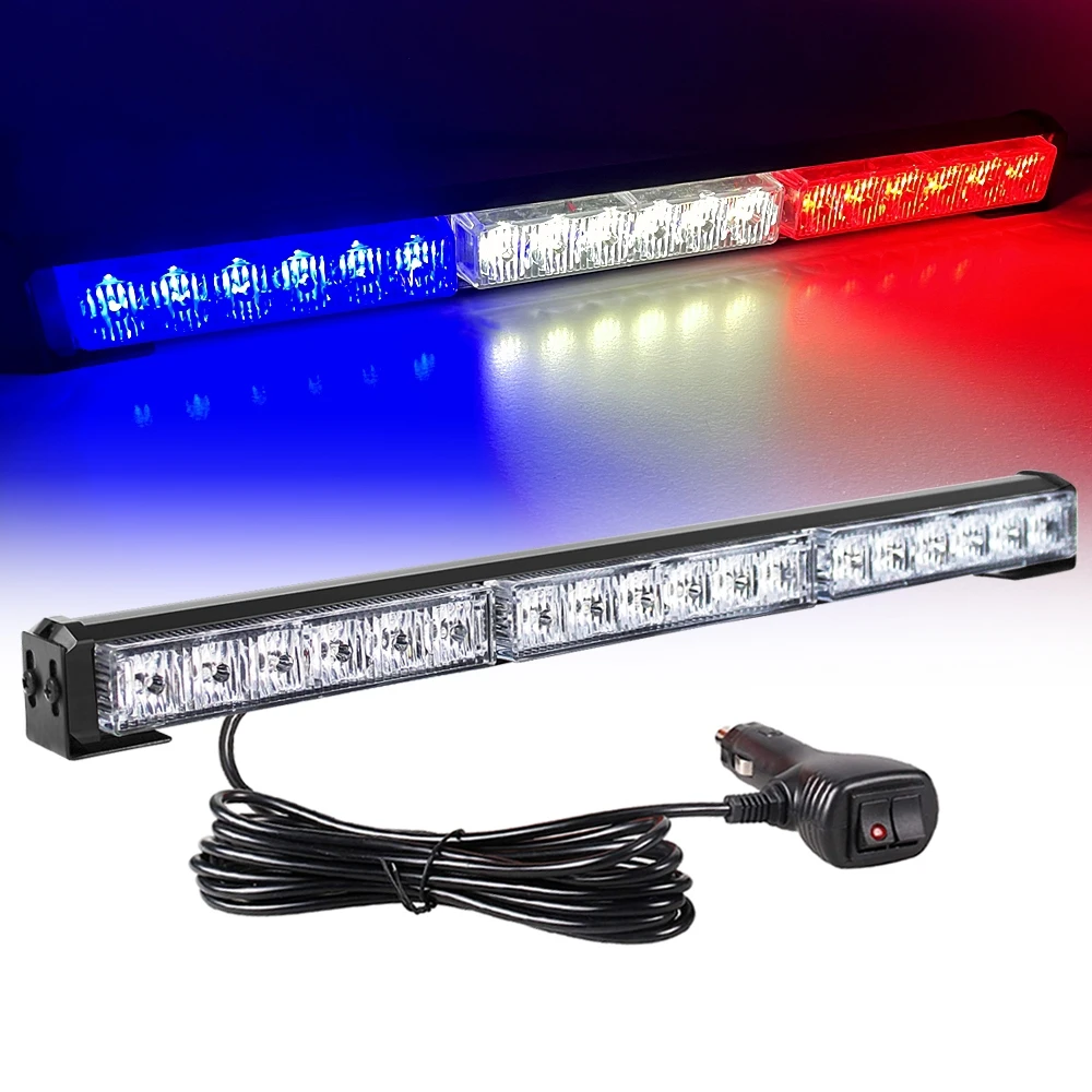 Red White Blue 18 LED Flash Lights Bar Car Truck Fireman Police Strobe Emergency Warning Lights Signal Beacon Lamp 12V 24V