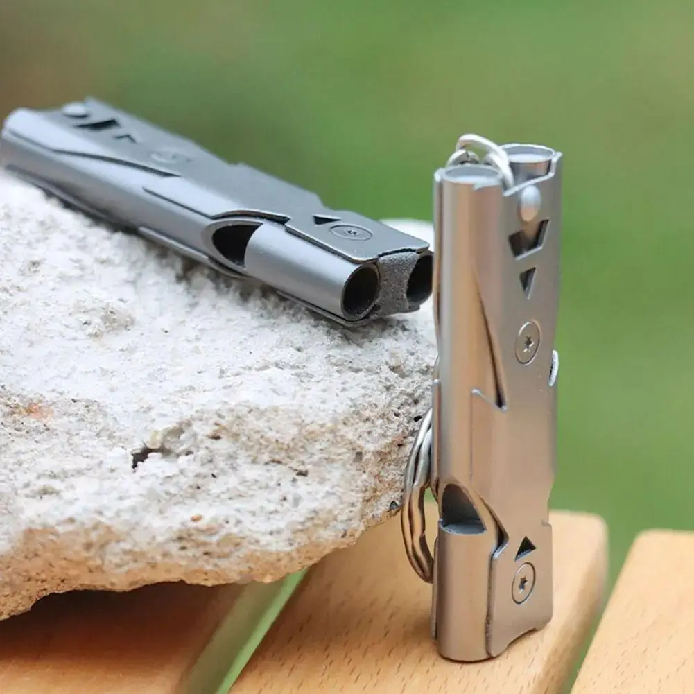 150 High-decibel Dual-frequency Whistle Boom Whistle Portable Aluminum Alloy Metal Key Chain Outdoor Camping Survival Whistle