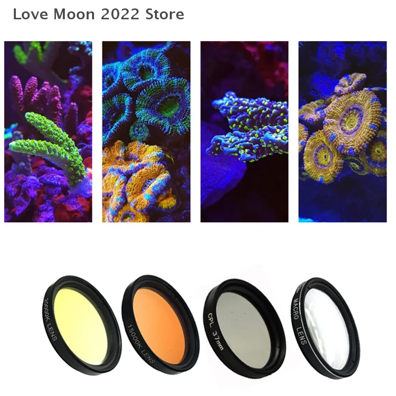 Aquarium Coral Lenses 37MM Fish Tank Marine Salt Water Sea Water Coral Reef Phone Camera Filters Macro Aquatic Terrarium