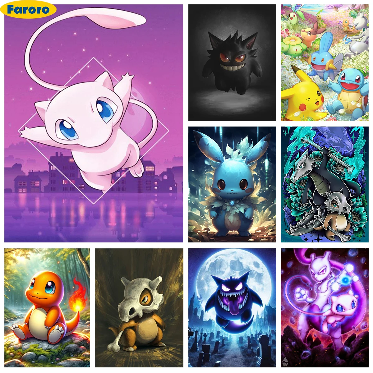 

Gengar Diamond Painting Kit Pokémon Elf Picture Diy Diamond Embroidery Handmade Children's Birthday Gift Mosaic Home Wall Decor