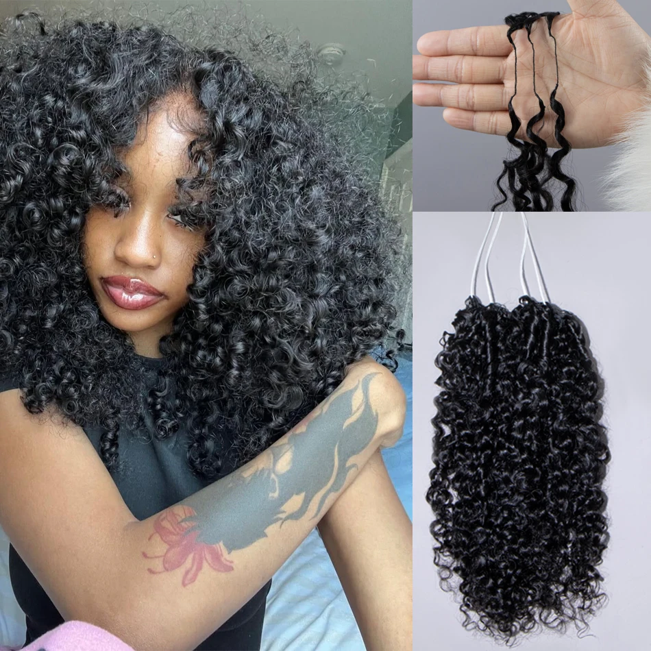 

Натуральные кудрявые волосы для наращивания, без узлов, для плетения косичек, в стиле «перья», для женщин, естественный вид