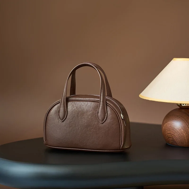 100% جلد طبيعي 2025 T tanned ريترو حقيبة يد نسائية السيدات المألوف التنقل البسيطة Crossbody الفتيات الكتف وسادة حقيبة #6