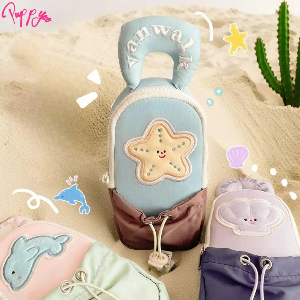 Simple Large Capacity Stationery Bag Bowknot Ribbon Cartoon Pencil Case Ballet Style Canvas Pencil Pouch Student