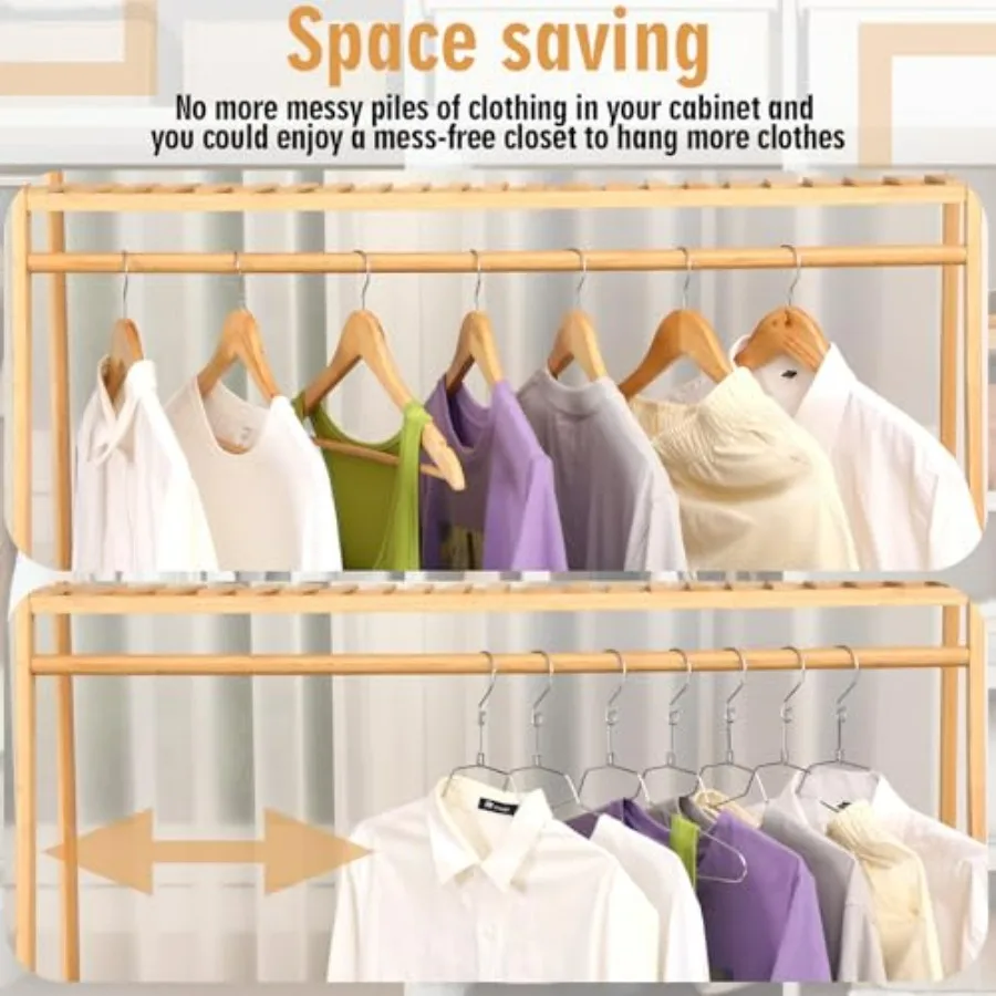 20 قطعة 16 شماعات معدنية قابلة للتكديس شماعات ملابس من الفولاذ المقاوم للصدأ مع خطاف دوار لمنظمة خزانة المنزل سلك عالي التحمل