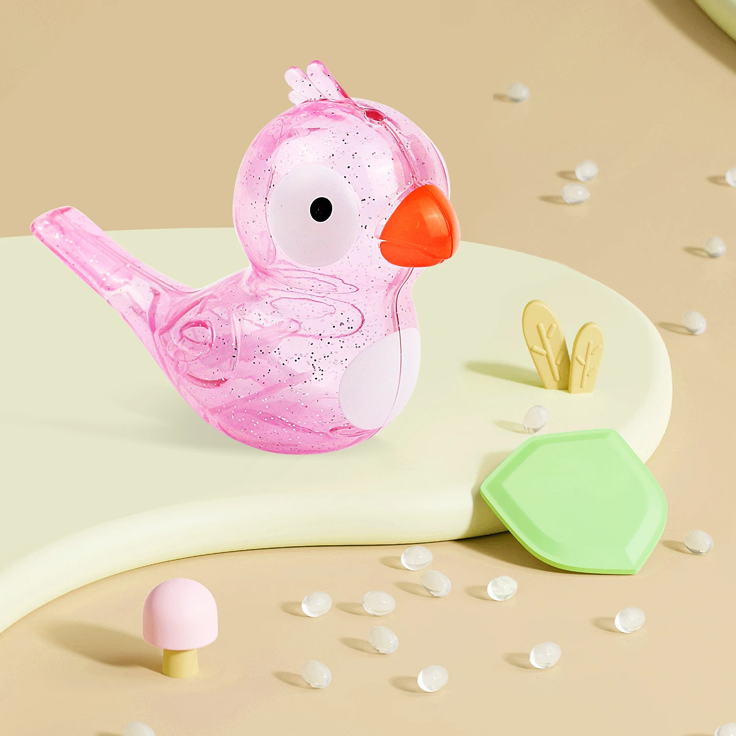 

Cute cartoon whistle bird toy, transparent musical instrument toy with added water, mouth muscle pronunciation training