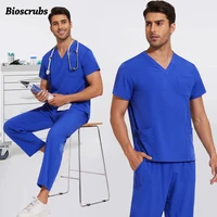 Precio al por mayor, ropa de trabajo clínica Unisex, uniforme de médico y enfermera, conjunto de exfoliantes quirúrgicos médicos, accesorios de trabajo para tienda de mascotas de laboratorio