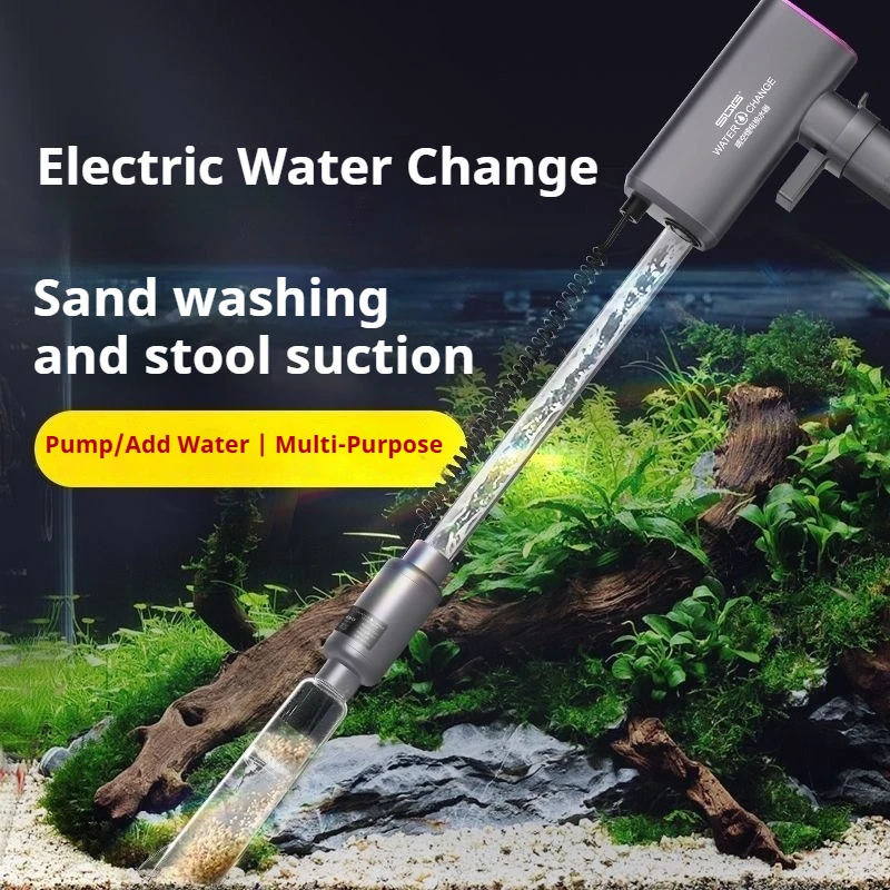

18w Fish Tank Sand Cleaner Pump Large Flow Water Poop Cleaner Automatic Electric Aquarium Vacuum Fishbowl Washer Cleaning Tools
