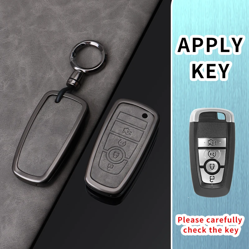 Leather Car Remote Key Case Cover Keychain For Ford Fusion Edge Puma S-MAX ST Line Protector Shell Holder Accessories