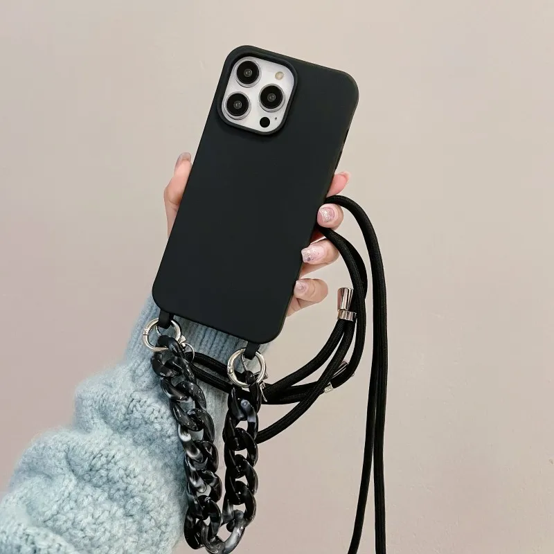 Marble Chain Bracelet Case For Samsung Galaxy A14 A34 A54 A24 A53 A35 A55 A15 S21 S23 S24 Crossbody Lanyard Strap Silicone Cover