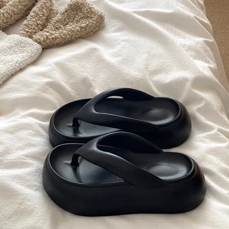 

Women's Thick Heel Sandals Comfortable Summer Slip-On Beach Casual Shoes Anti-Slip Long-Wearing White Enhancing Clogs