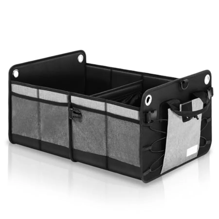 

Collapsible Car Trunk Organizer Grey Foldable Cargo Storage Container with Water Resistant Fabric for Car Accessories SUV Van T
