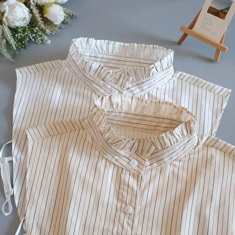 autumn-winter-pure-cotton-stripe-collar-women's-versatile-irt-lace-collar-fake-collar-casual-sle-2025-fall-season