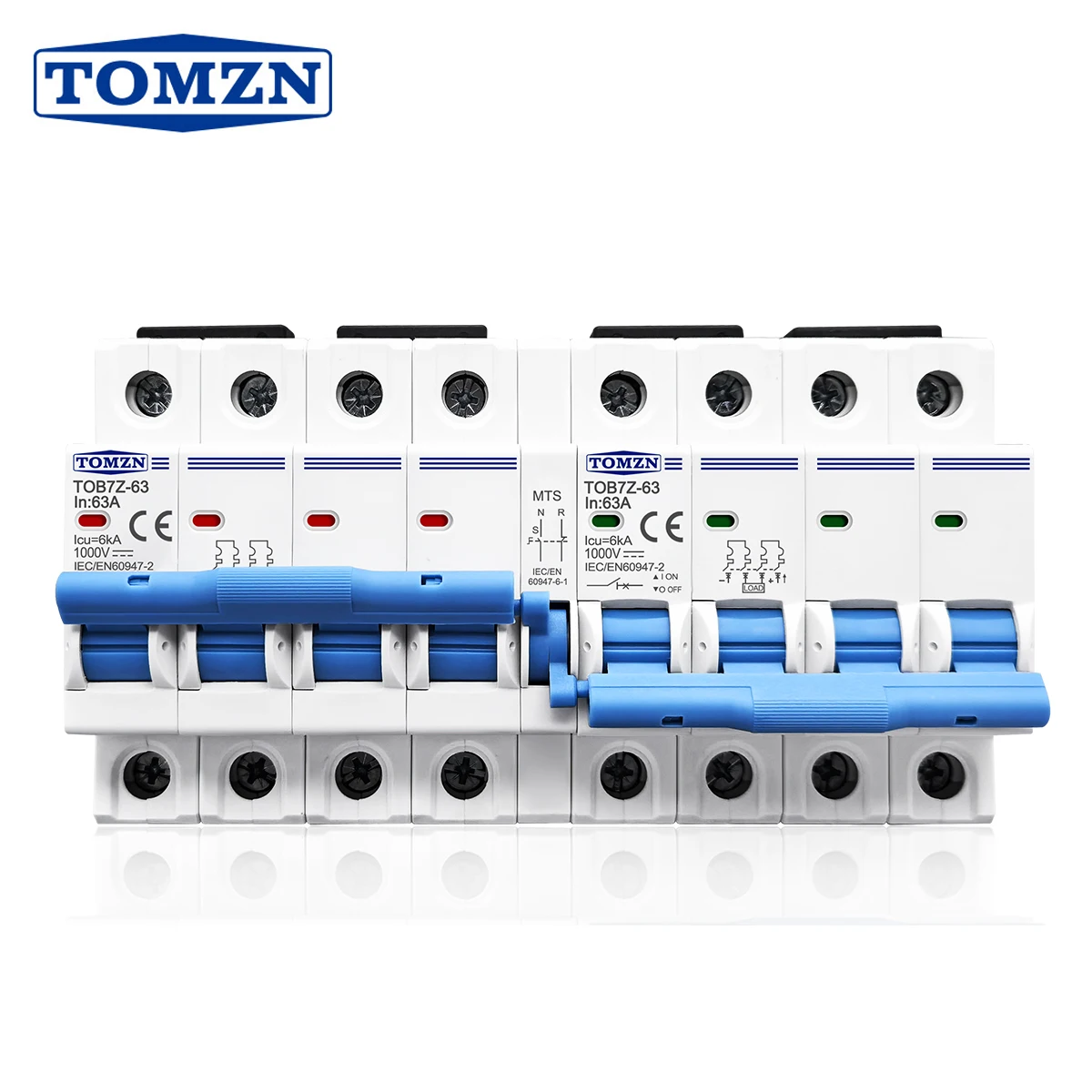 TOMZN 4P plus 4P DC MTS Dual power Manual transfer switch Circuit breaker MCB for PV system 4P+4P