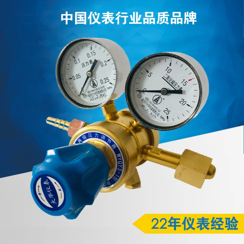 YQTS-711 Double Stage CO2 Pressure Regulator Regulator All Copper Stable Precision Pressure Reducing Valve Pressure Gauge