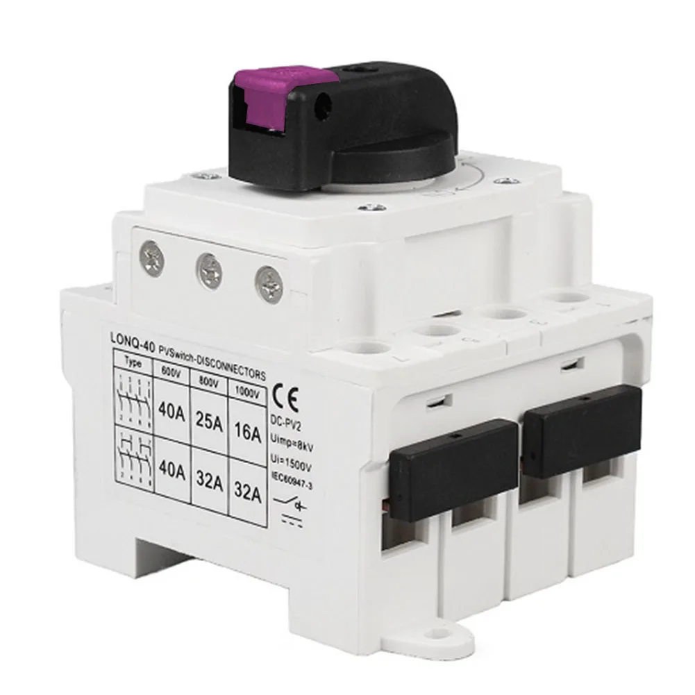 DC Solar Disconnect Switch 32A PC Housing Photovoltaic Circuit Isolator 1000V Instantaneous On Off Changeover Switch