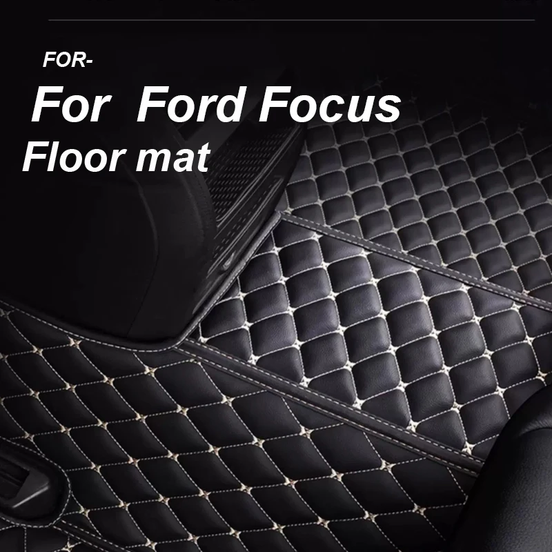 

LUXURY Custom Leather Car Floor Mat For Ford Focus 2006 2007 2008 2009 2010 Interior Details Auto Carpet Rugs Foot Accessories