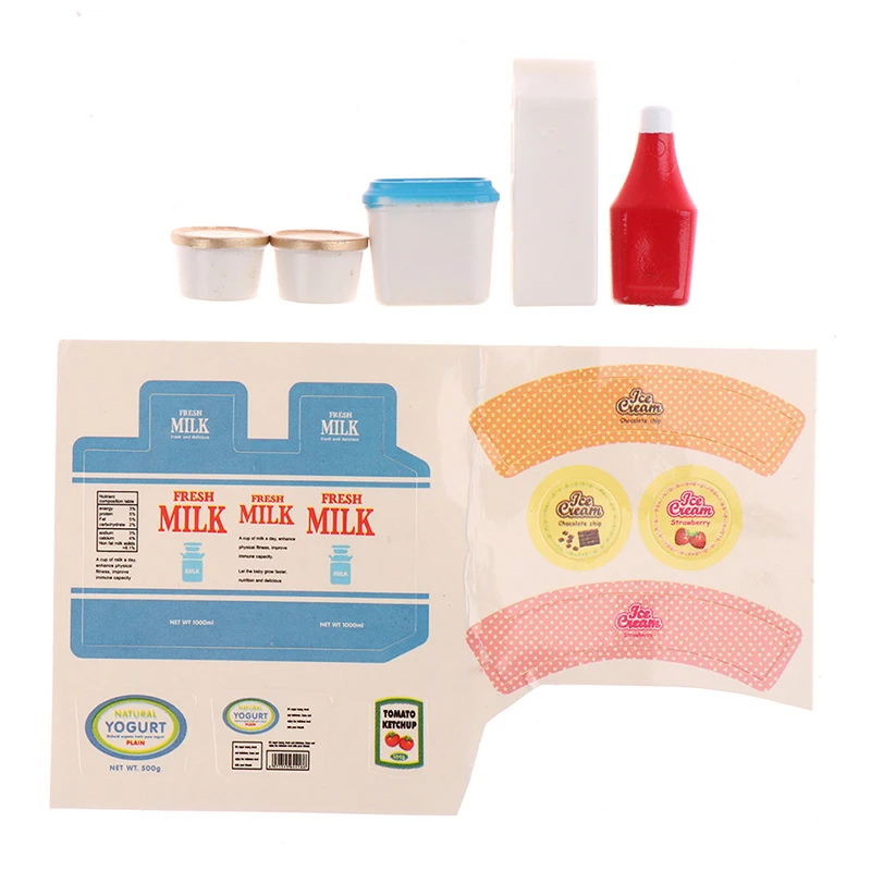 5 Buah/Set Mainan Model Makanan Miniatur Yogurt Es Saus Tomat Rumah Boneka