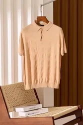 Spring/Summer New KIT Men's Silk Blended Business Casual Knitted Polo Shirt