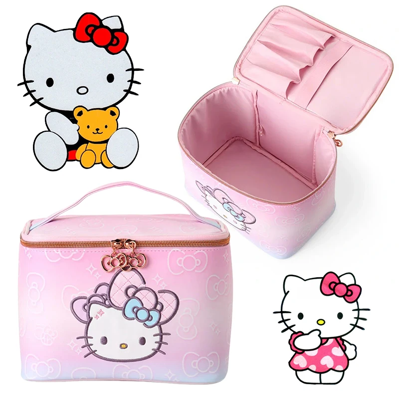 

Sanrio Hello Kitty Makeup Organizer Female Toiletry Kit Bag Storage Pouch Luxury Lady Box Cosmetic Case Organizer Bag Travel Zip