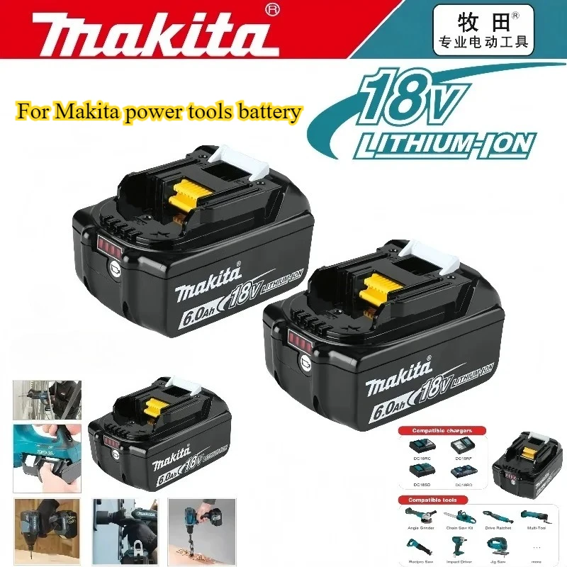 

Makita 18V 6Ah Battery Pack Lithium Batterie with LED Power Indicator Shock Resistant