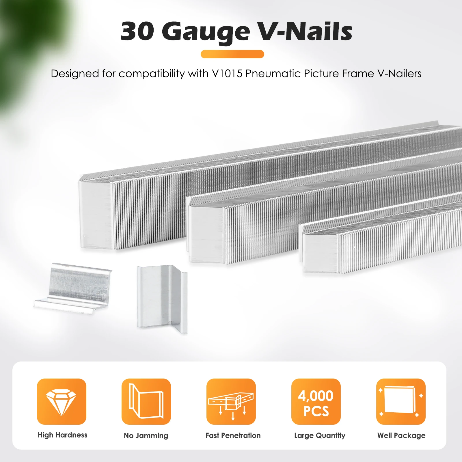30 Gauge 10.3mm Diameter 7-15mm Length Carbon Steel V Nails for V1015 Picture Frame, handicraft and family-DIY 4,000 PCS/BOX