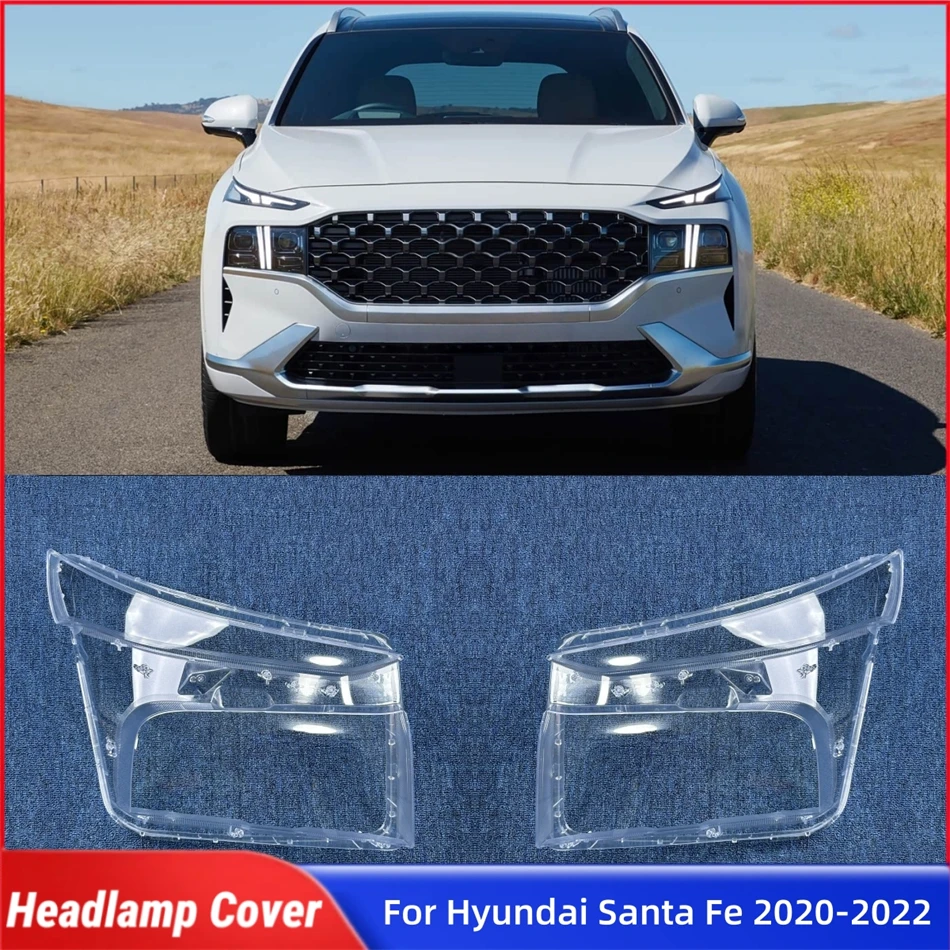 For Hyundai Santa Fe 2020 2021 2022 Accessories Car Lights Cover Headlight Housing Car Front Headlight Lens Cover Lights Shell