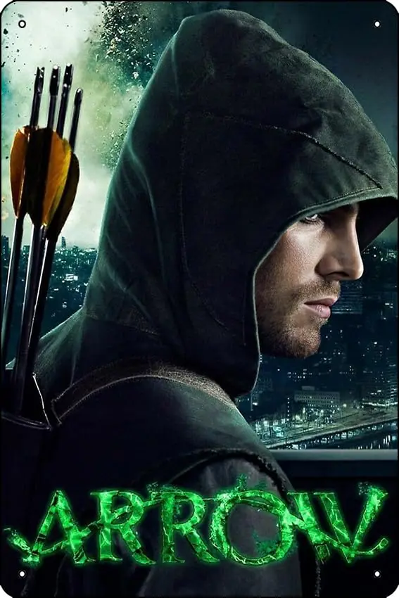 Oliver Queen The 'Green Arrow' Poster Metal Tin Sign Plaque Man Cave Wall 8x12 Inch Wall Art Decoration