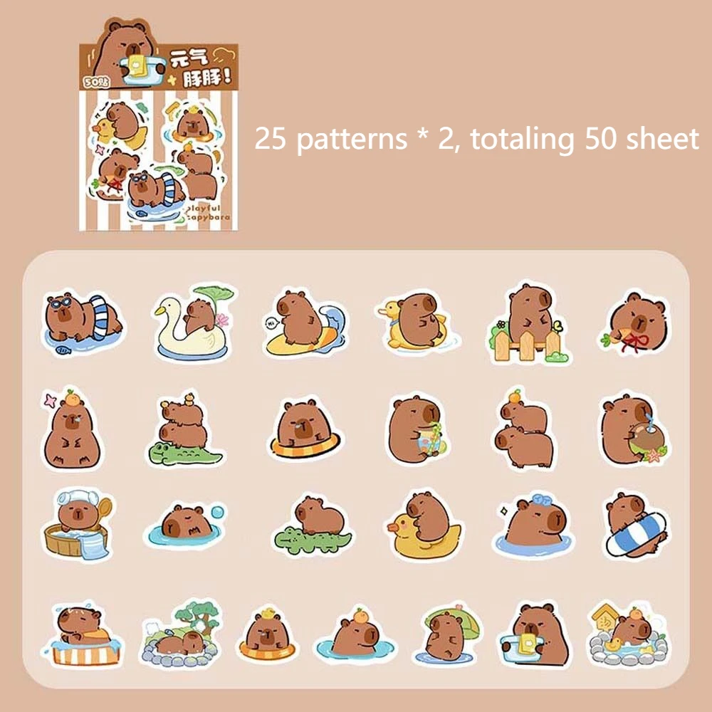 School Supplies Capybara Stickers Cartoon Stickers Capybara Capybara Decoration Sticker Pink Brown Kids Toys Sticker Phone