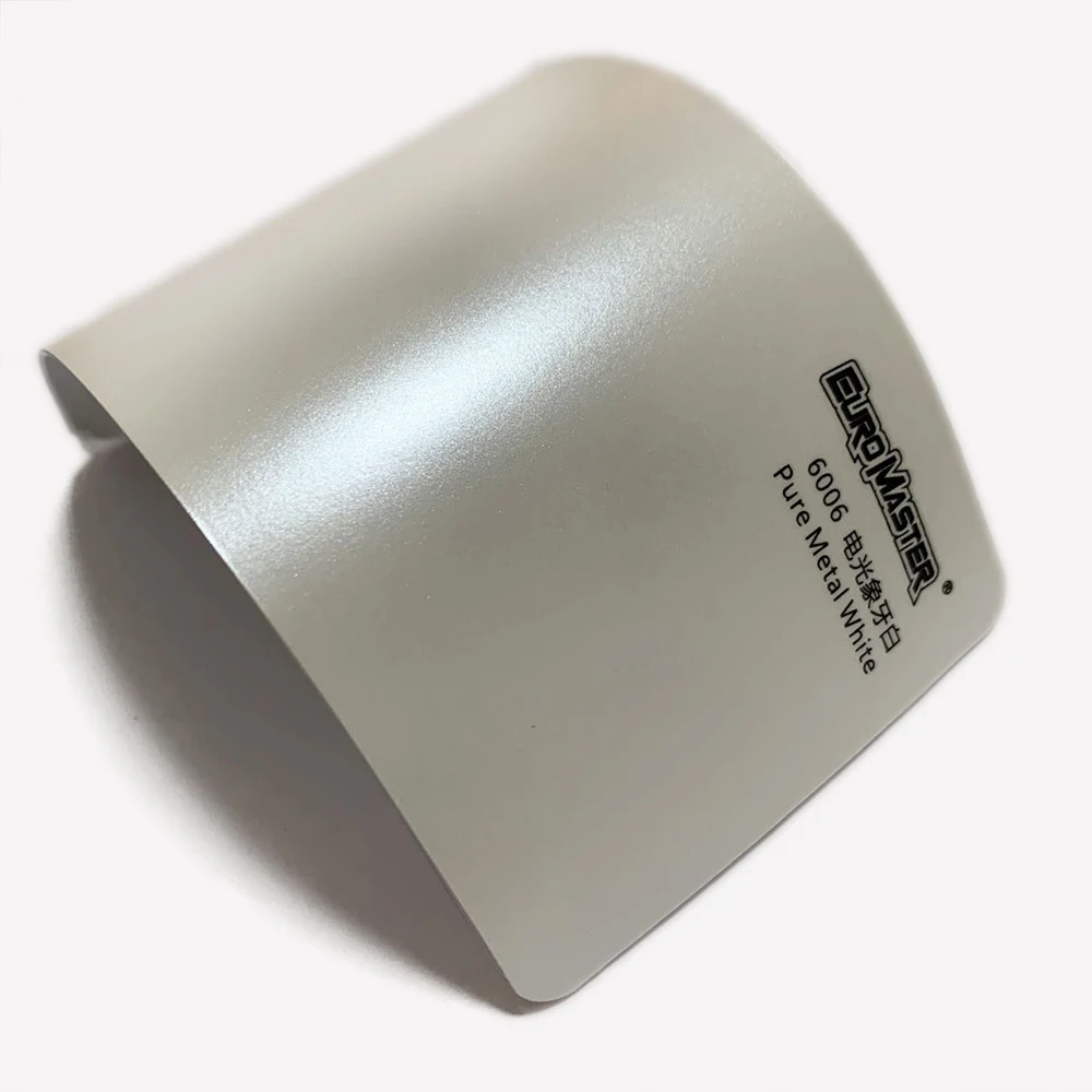 

Euromaster Vinyl Wraps Stretchable Matte Satin Metallic White Color Foil Glister With Pearl