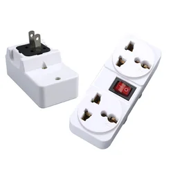 American White AU EU UK US Universal Wall Socket Portable 2way Outlet Extend Converter Plug Adaptor with Switch 250v 6A 10A 125V