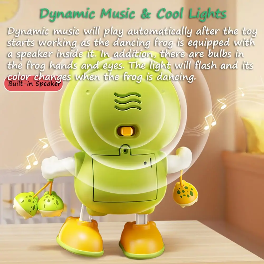 Electronic Pets Dancing Toy com Swing Light, Música, Bonito, Sapo, Desenhos animados, Animal, Bebê aprendendo a engatinhar, Brinquedos para presentes de ano novo