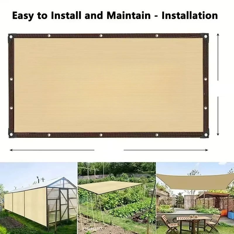 Filet d'ombrage beige, protection UV, abri pour plantes, pare-soleil d'extérieur, maille, HDPE, tissu de protection solaire