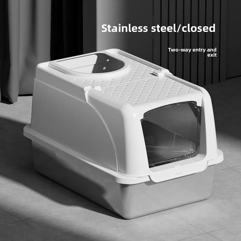 

Умывальник для кошачьего туалета из нержавеющей стали, полностью полузакрытый, объемный верх в туалет для туалета Maine Muppet, дезодорант, туалет с разбрызгами
