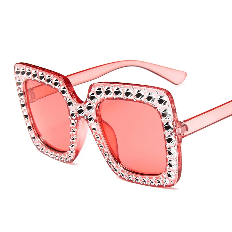 Big Square Luxury Rhinestone Sunglasses Women Crystal Oversize Brand Designer Sun Glasses Vintage UV400 Female Oculos De Sol image 5