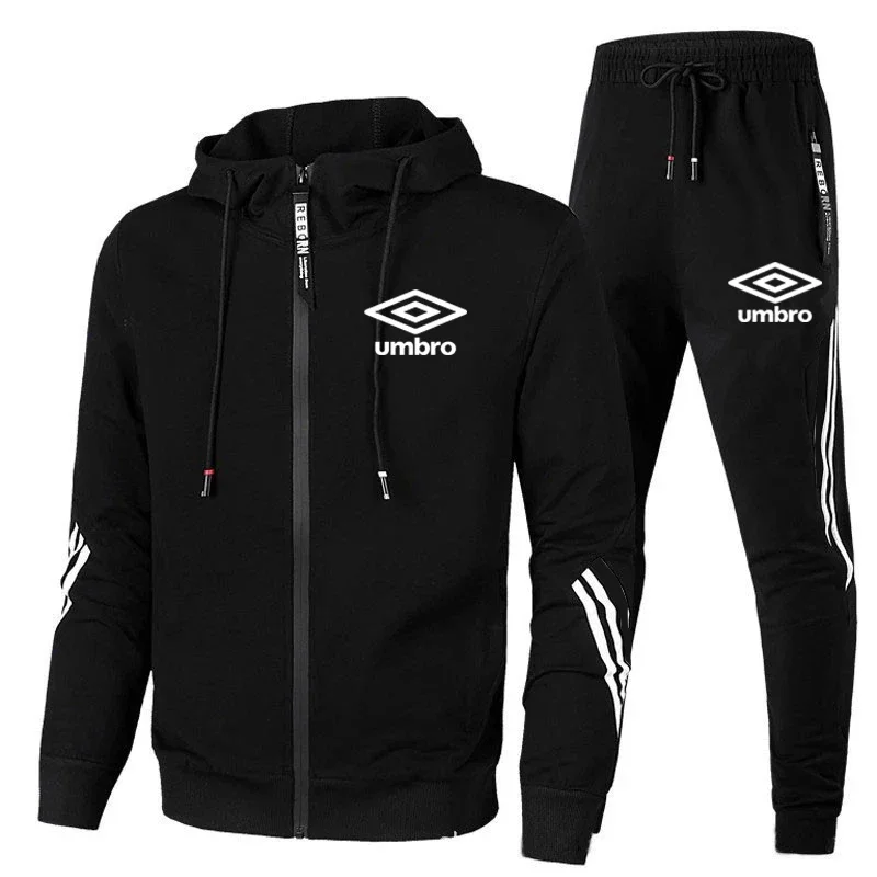 Umbro-chándal con capucha y pantalones de correr para hombre, conjunto deportivo informal de alta calidad para gimnasio, otoño e invierno, 2024