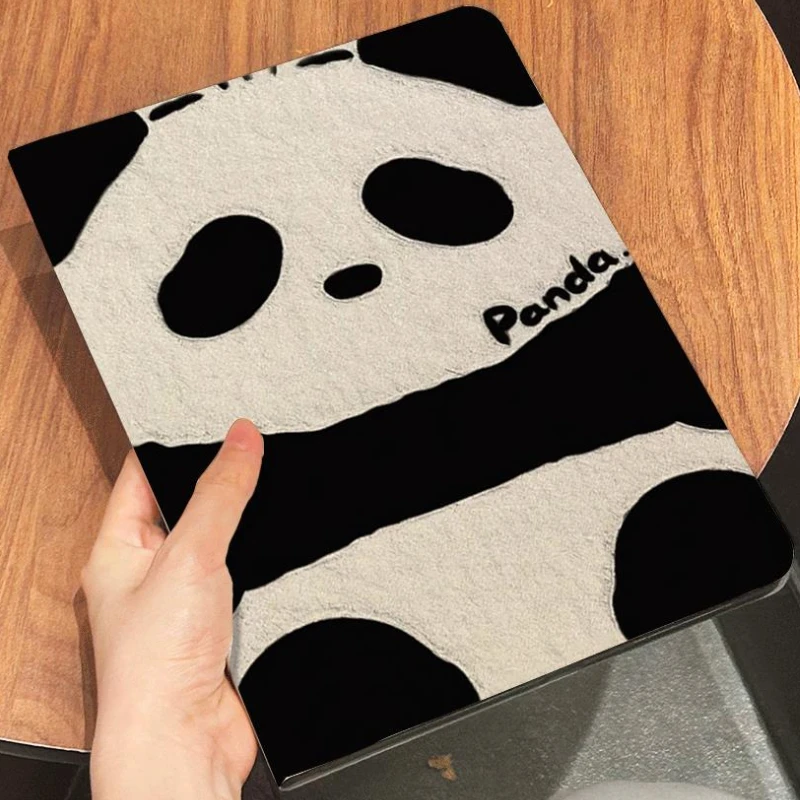 Smart Cover with Pencil Holder for Ipad Air Case Ipad 5th 6th Generation Ipad Mini6 8.3 Pro 11 2nd 3rd 4th Panda Print PC Shell