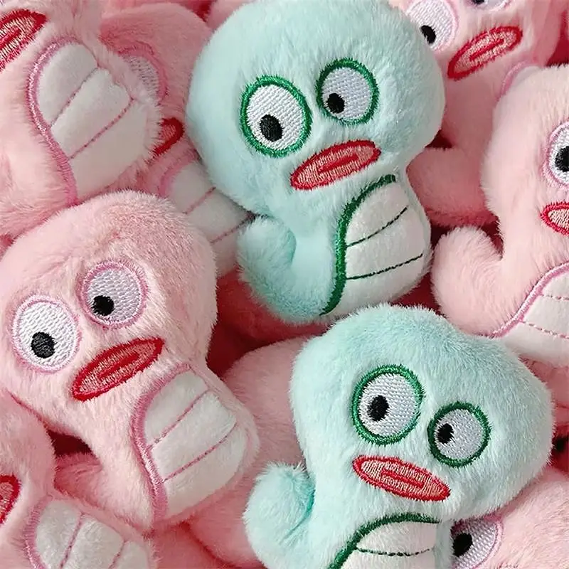 Cute Green And Pink Big-eyed Snake Plush Animal Dolls Toy Handmade DIY Excipients Bag Hat Shoes Socks Accessories Birthday Gifts