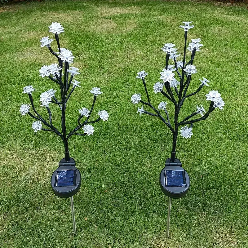 

Solar-Powered Branch Lotus Lamps for Outdoor Garden Decoration, Suitable for Cherry Blossom LED Ground Lights Yards Lawns Lights