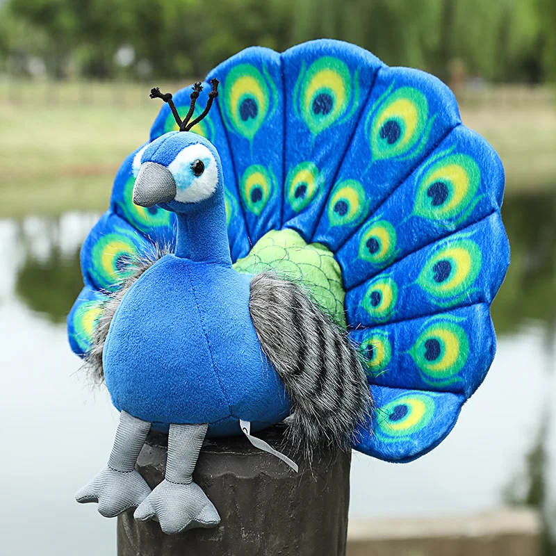 25cm Bicolor Lebensechte Pfau Stofftier Spielzeug Simulation Schöne Vogel Plüsch Puppen Für Kinder Girsl Weihnachten/Geburtstag Geschenke