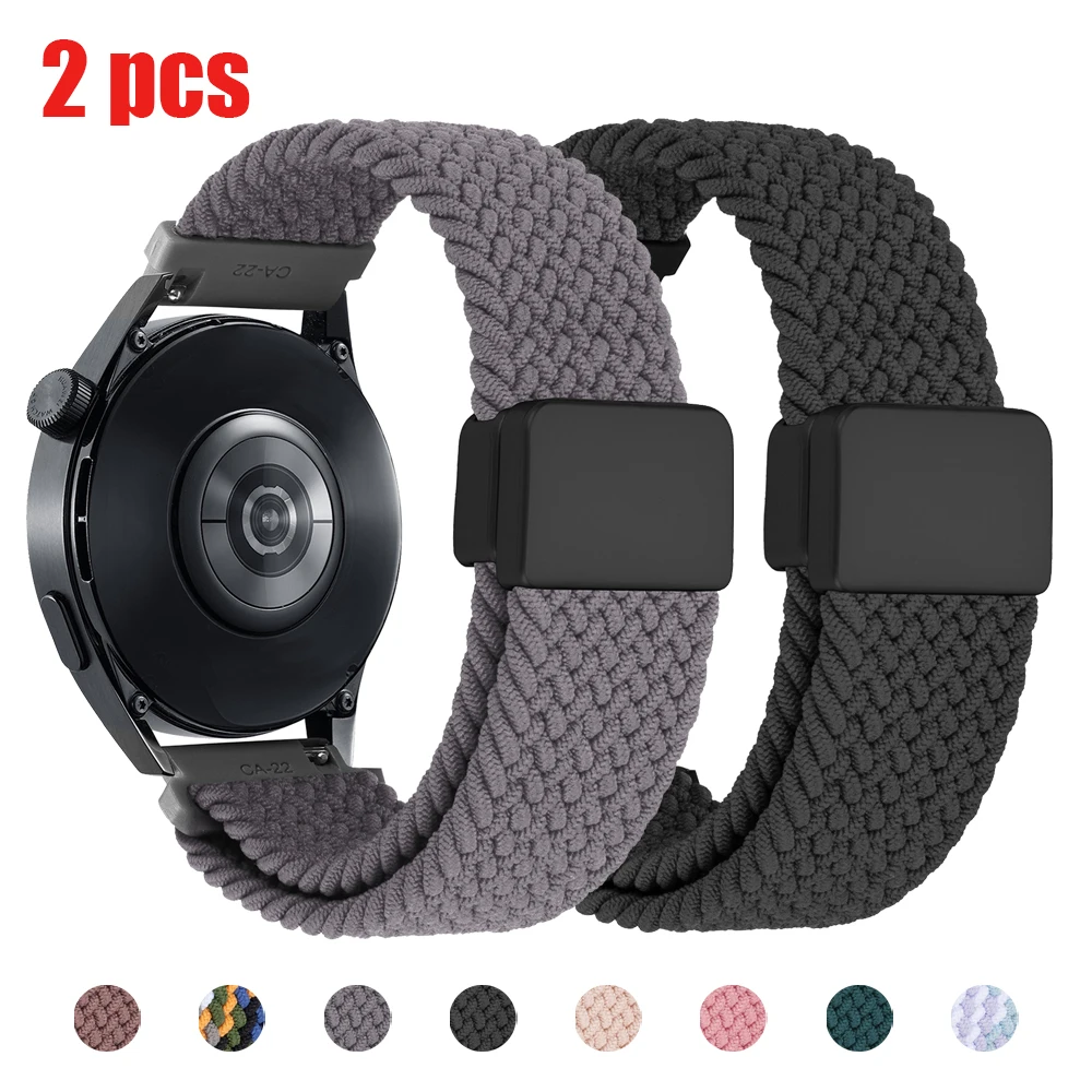 2 pçs náilon 20mm 22mm cinta para garmin vivoactive 6 5/forerunner 265 255 245 165 banda elástica trançada pulseira para huawei correa
