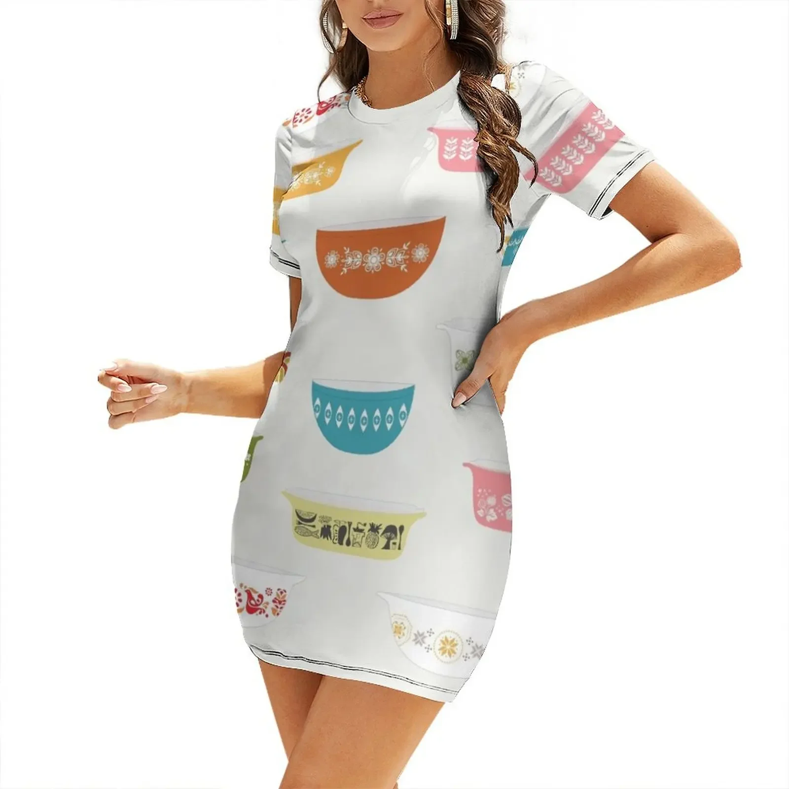

Vintage Pyrex Short-Sleeved Dress ceremony dresses luxury dresses women's dresses luxury Dress