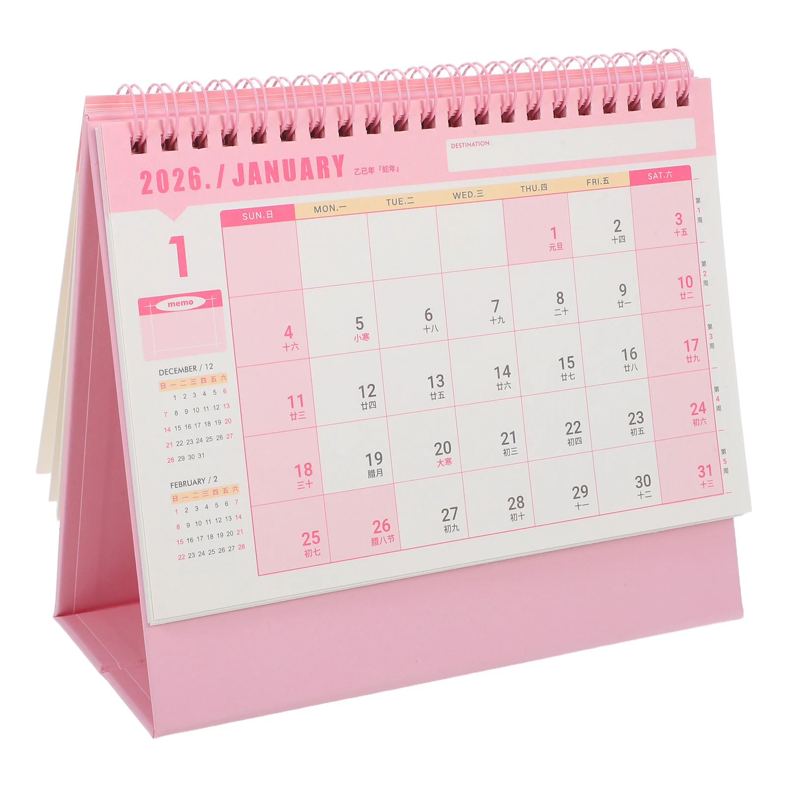 

2025.9-2026.12 2026 Desk Calendar Small Minimalist Monthly Planner Twin-Wire Binding Flip Stand Office Home School