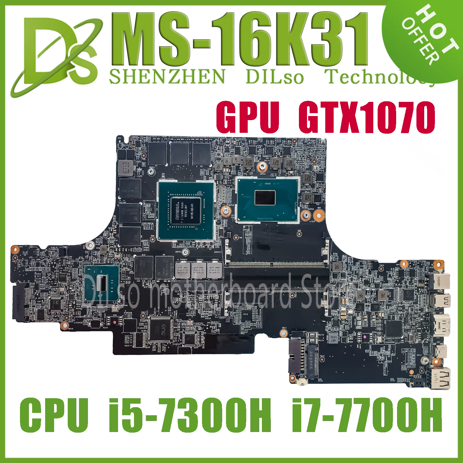 

KEFU MS-16K31 Laptop Motherboard For GS63VR 7RG Stealth Pro MS-16K3 Mainboard With i5-7300H i7-7700H GTX1070/8G 100% Test OK