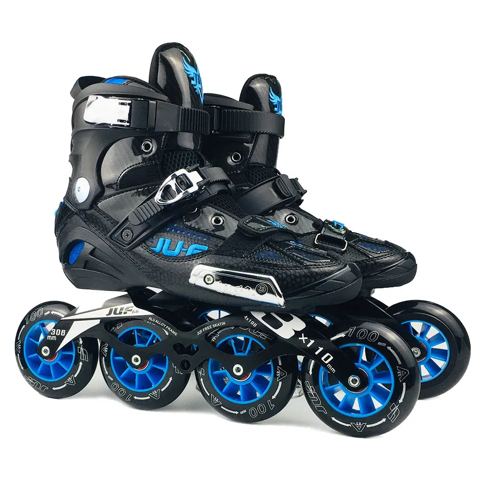 

Inline Speed Skates JUF Semi-solft High Ankle Roller Skate Inline Patines 3*110/4x100mm Chassis Street Racing Free Skating