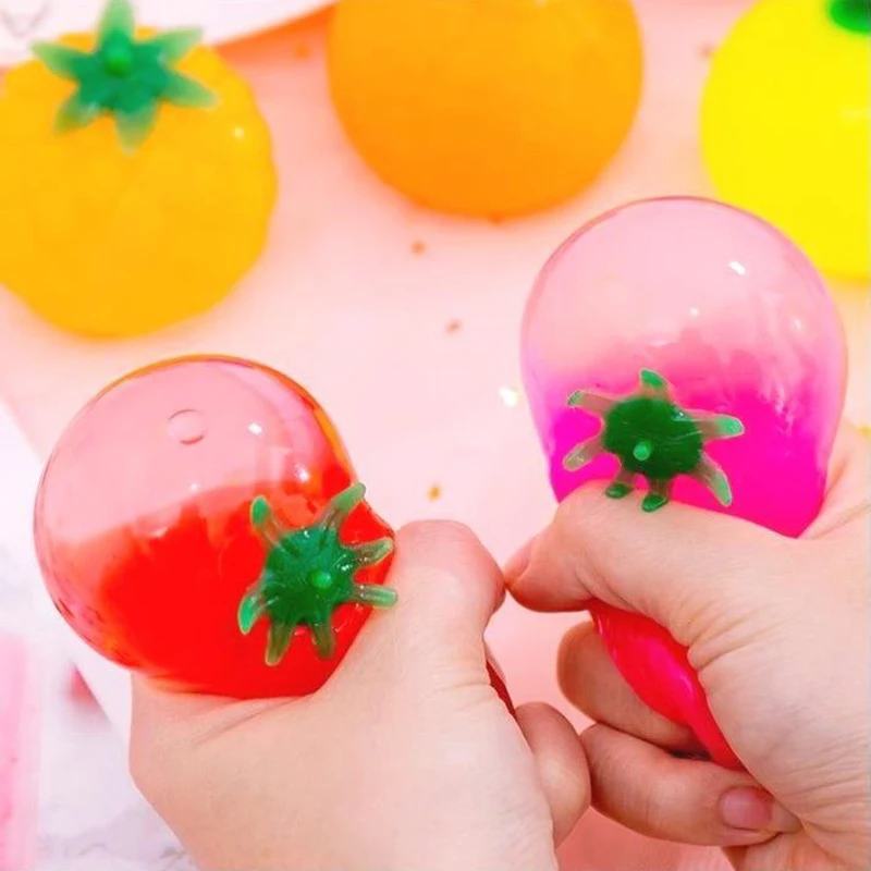 Bola Anti Stres Kreatif, Bola Air untuk Meredakan Stres, Mainan Imitasi Telur Tomat, Squishy Fidgets, Mainan Pelepas Stres