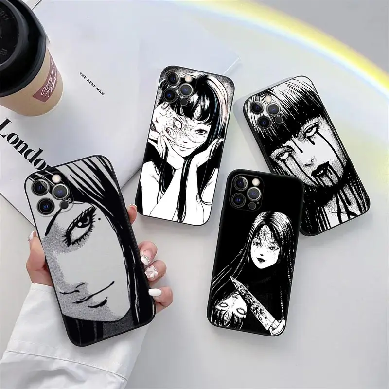 Junji Ito-funda de teléfono de Horror Comic, carcasa suave de TPU para iPhone 11, 15 Pro Max, 14 Plus, 13 Pro, 12, 11, X, XS, XR, 7, 8, SE