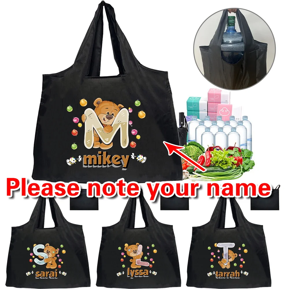 

Персонализированная сумка для покупок с индивидуальным именем, несколько стилей, экологически чистая сумка, складные сумки для покупок на одно плечо, портативные