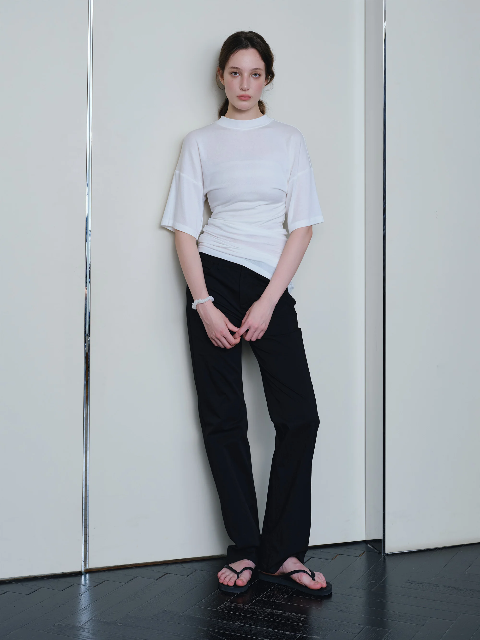 

Laugh out Loud Casual Straight Leg Low Waist Slimming Trousers Slightly Creased Slightly Elastic Women's Faion Pants