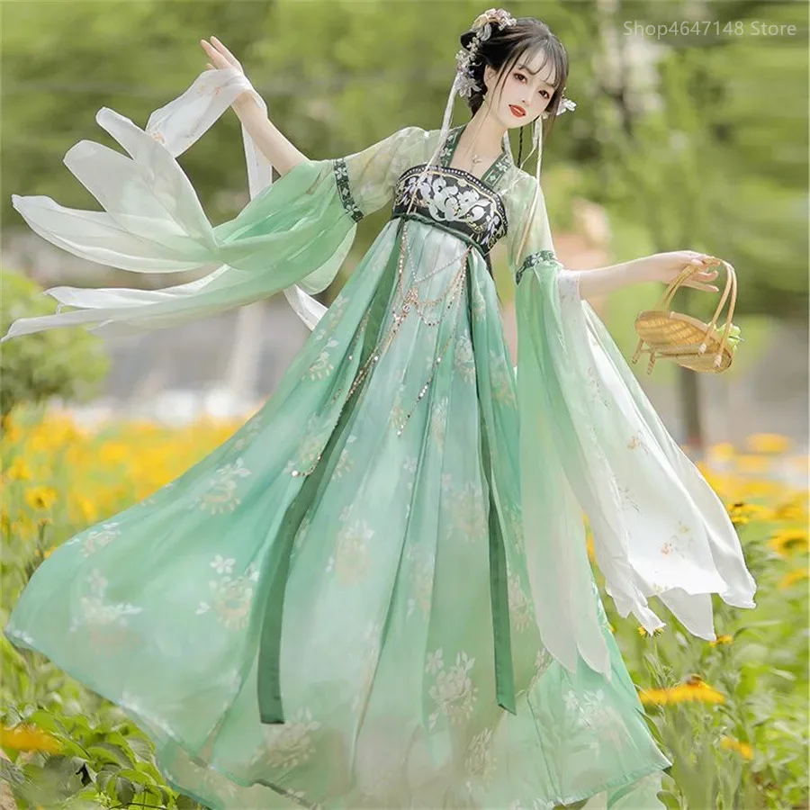 

Hanfu Dress Women's Ancient Traditional Hanfu Carnival Princess Cosplay Costume Stage Hanfu Green And Pink Dance Performance